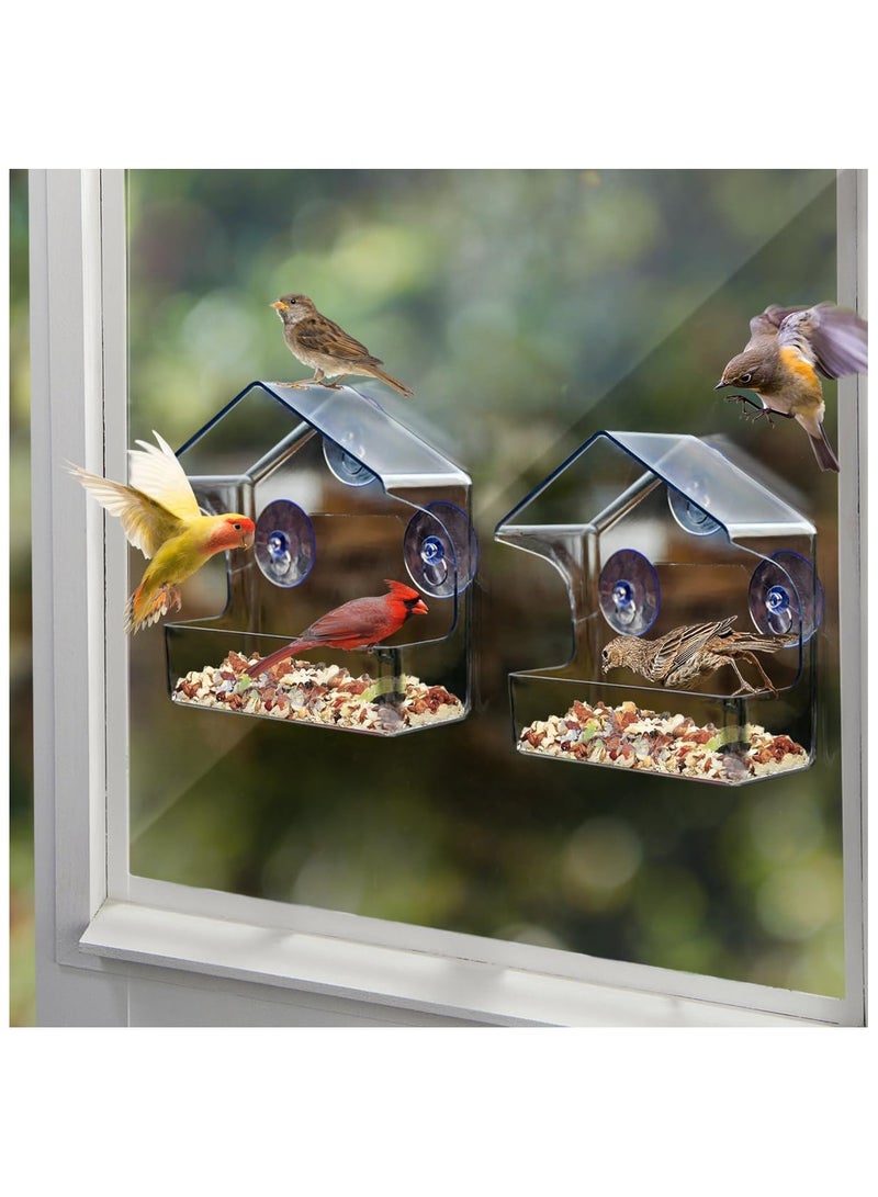 Anna Acrylic Transparent Window Hanging Bird Feeder Tray for Outdoor Use - Image 4