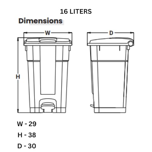 Ssanvi Bio-Hazard/Bio-Medical Waste Dustbin Plastic Pedal Dustbins (16 L, Blue, Yellow, Red) - Pack of 3 (3) - Image 2