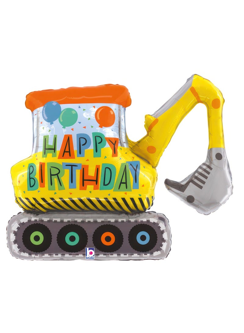 Betallic 31" Foil Balloon Birthday Construction Excavator - Image 1