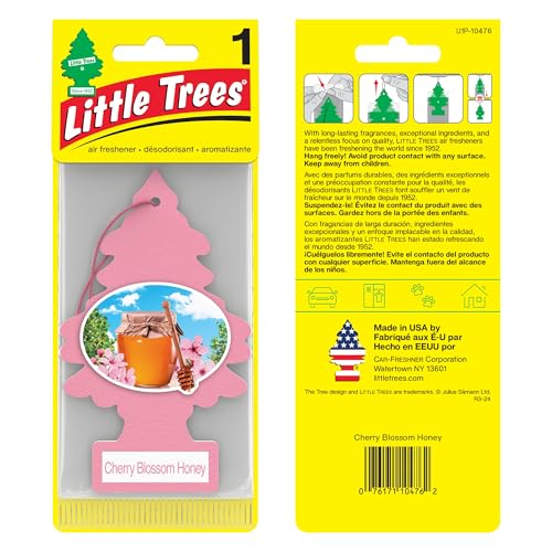 LITTLE TREES Car Air Freshener Hanging Paper Tree for Home or Car Cherry Blossom Honey 6 Pack - Image 1