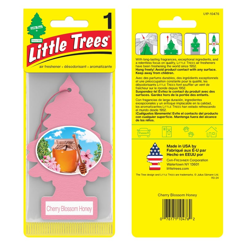 LITTLE TREES Car Air Freshener Hanging Paper Tree for Home or Car Cherry Blossom Honey 6 Pack - Image 3
