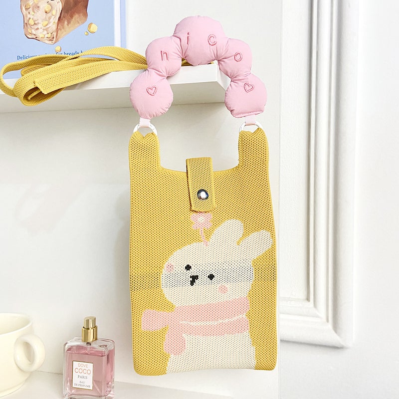 Cute Phone Bag Cartoon Cat Knitted Bag Original Design Handbag Knitted Mini Single Shoulder Crossbody Coin Purse - Image 1