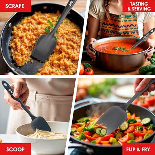 UpGood Silicone Spoon Spatula - 600ºF Heat-Resistant Non-Stick Rubber Spoonula | Use as Silicone Kitchen Scraper Utensil - Baking and Cooking Strong Stainless Steel Core | UpGood Kitchen Utensils, (Grey) - Image 5