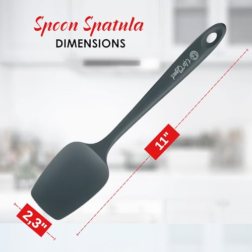 UpGood Silicone Spoon Spatula - 600ºF Heat-Resistant Non-Stick Rubber Spoonula | Use as Silicone Kitchen Scraper Utensil - Baking and Cooking Strong Stainless Steel Core | UpGood Kitchen Utensils, (Grey) - Image 2