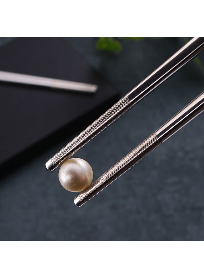 Direct Supply 316L Stainless Steel Chopsticks Thickened Alloy Non-slip Chopsticks Household Insulated Chinese Square Chopsticks-Color:Light Body + Anti-slip-Specifications:24cm Household  - Image 4