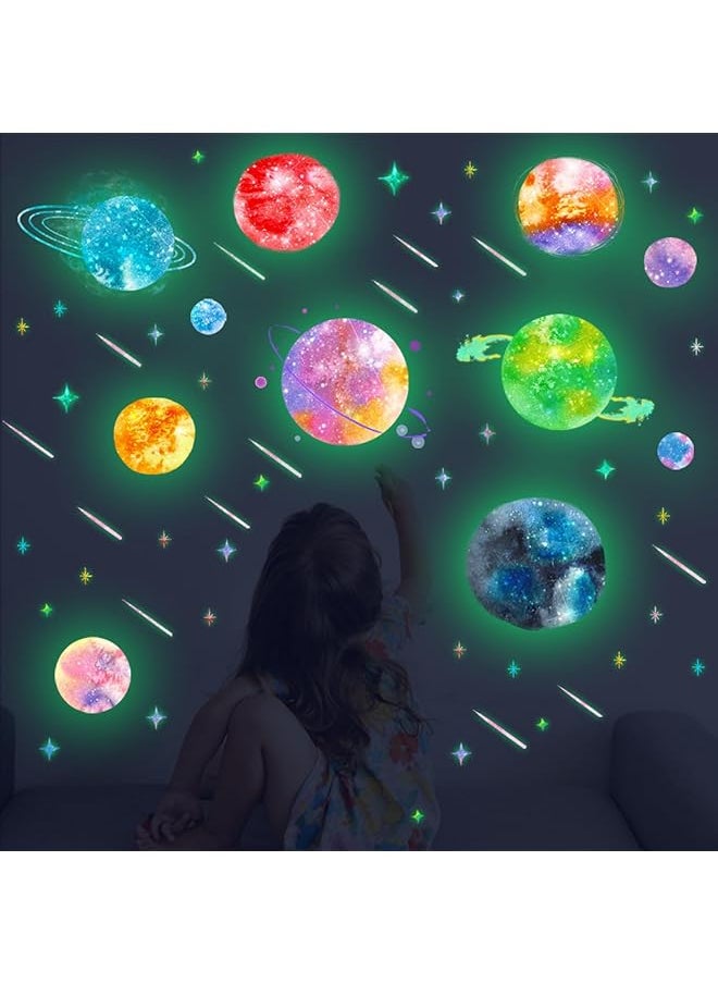 DMG TECH Fluorescent Wall Stickers Fluorescent 3D Realistic Sticker Dots Stars Moon And Planet Glow In The Dark Diy Luminous Adhesives Decals For Kids Bedroom Ceiling Walls Living Room Decorations  - Image 1