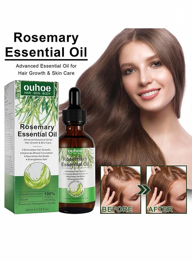 أوهو زيت إكليل الجبل العطري لنمو الشعر ، زيت إكليل الجبل العطري العضوي عالي الجودة ، 100٪ وطبيعي ، تغذية فروة الرأس ، يحفز نمو الشعر 60 مل - Image 3