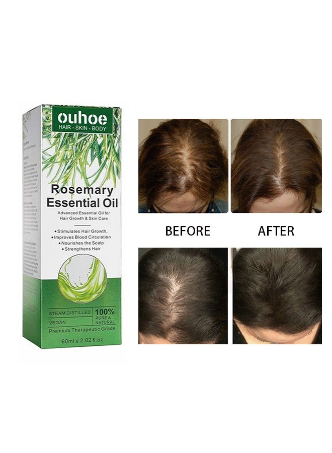 أوهو زيت إكليل الجبل العطري لنمو الشعر ، زيت إكليل الجبل العطري العضوي عالي الجودة ، 100٪ وطبيعي ، تغذية فروة الرأس ، يحفز نمو الشعر 60 مل - Image 2