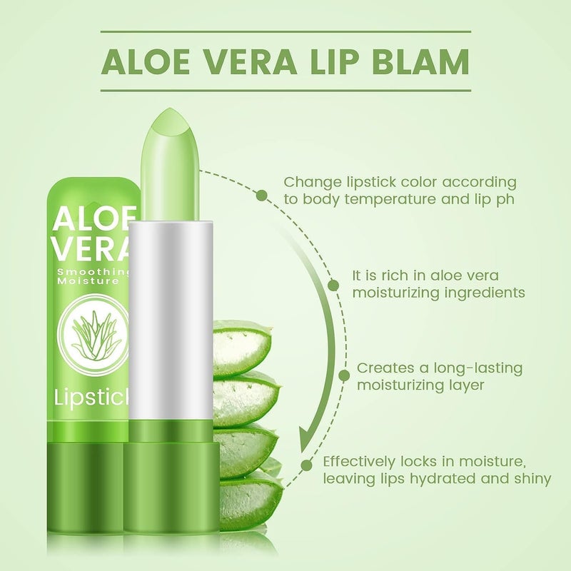 Generic New Aloe Vera Color Changing Lipstick Lip Blam Long Lasting Aloe Vera Lip Gloss Set Aloe Vera Lipstick Matte Finish Pack of 2 - Image 5