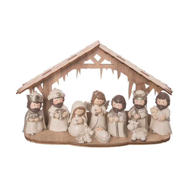 Transpac Resin 10 in. Brown Christmas Nativity with Set of 10 - Image 3