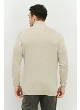 Sorbino Men Mock Neck Knitted Sweater, Beige  - Image 3