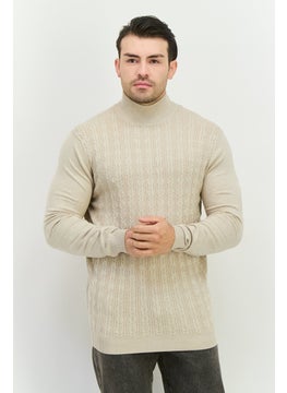 Sorbino Men Mock Neck Knitted Sweater, Beige  - Image 1