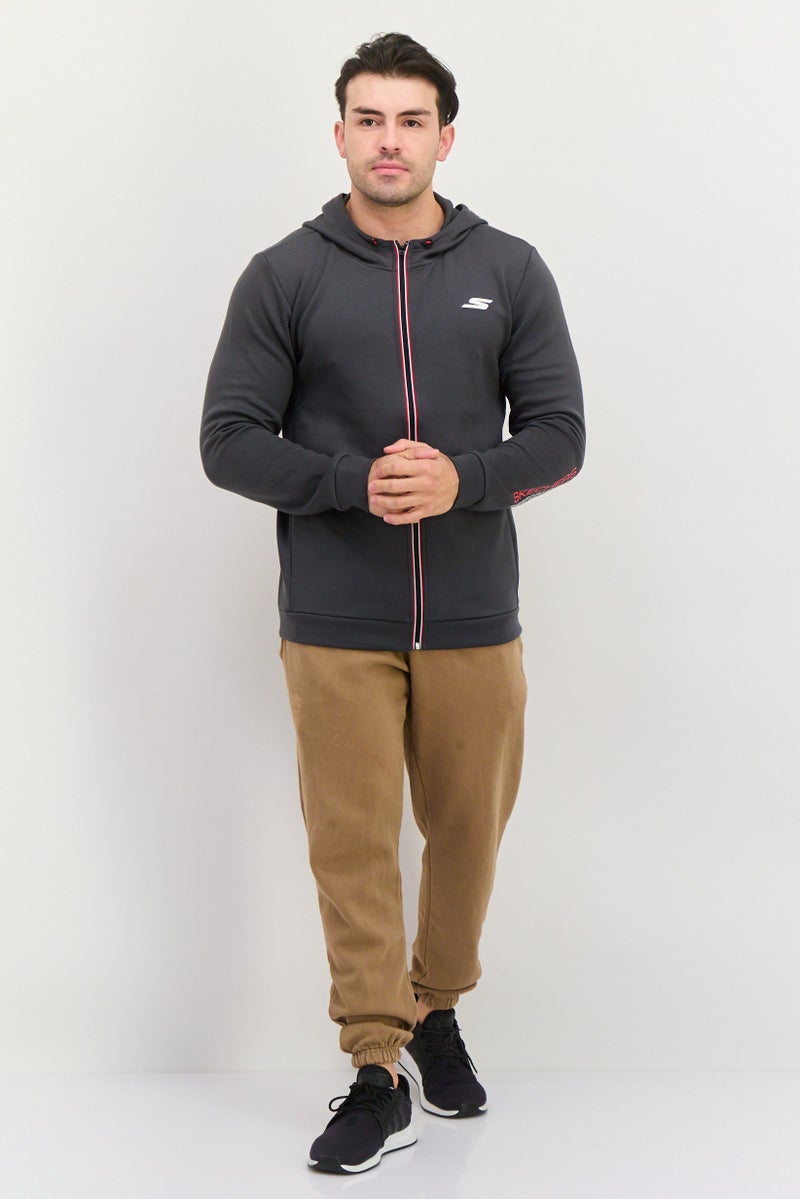 SKECHERS Men Sportswear Fit Long Sleeve Outdoor Hooded Jacket, Grey - Image 4