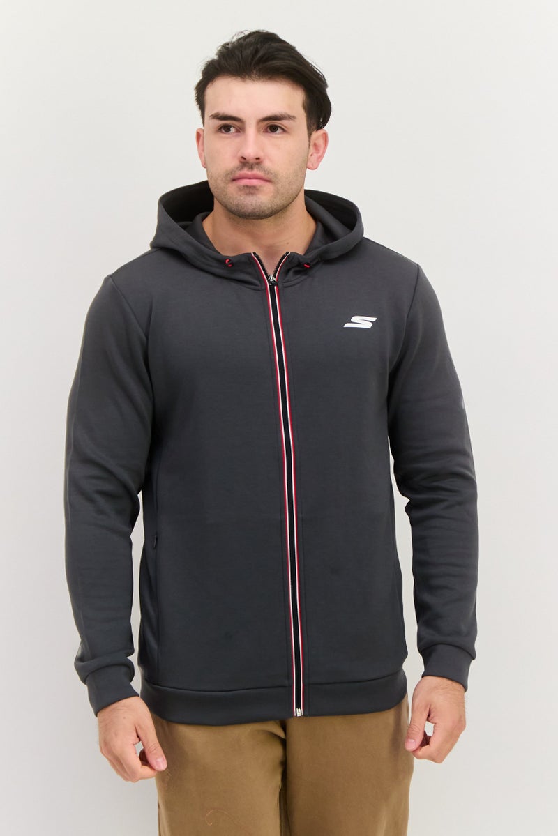 SKECHERS Men Sportswear Fit Long Sleeve Outdoor Hooded Jacket, Grey - Image 1