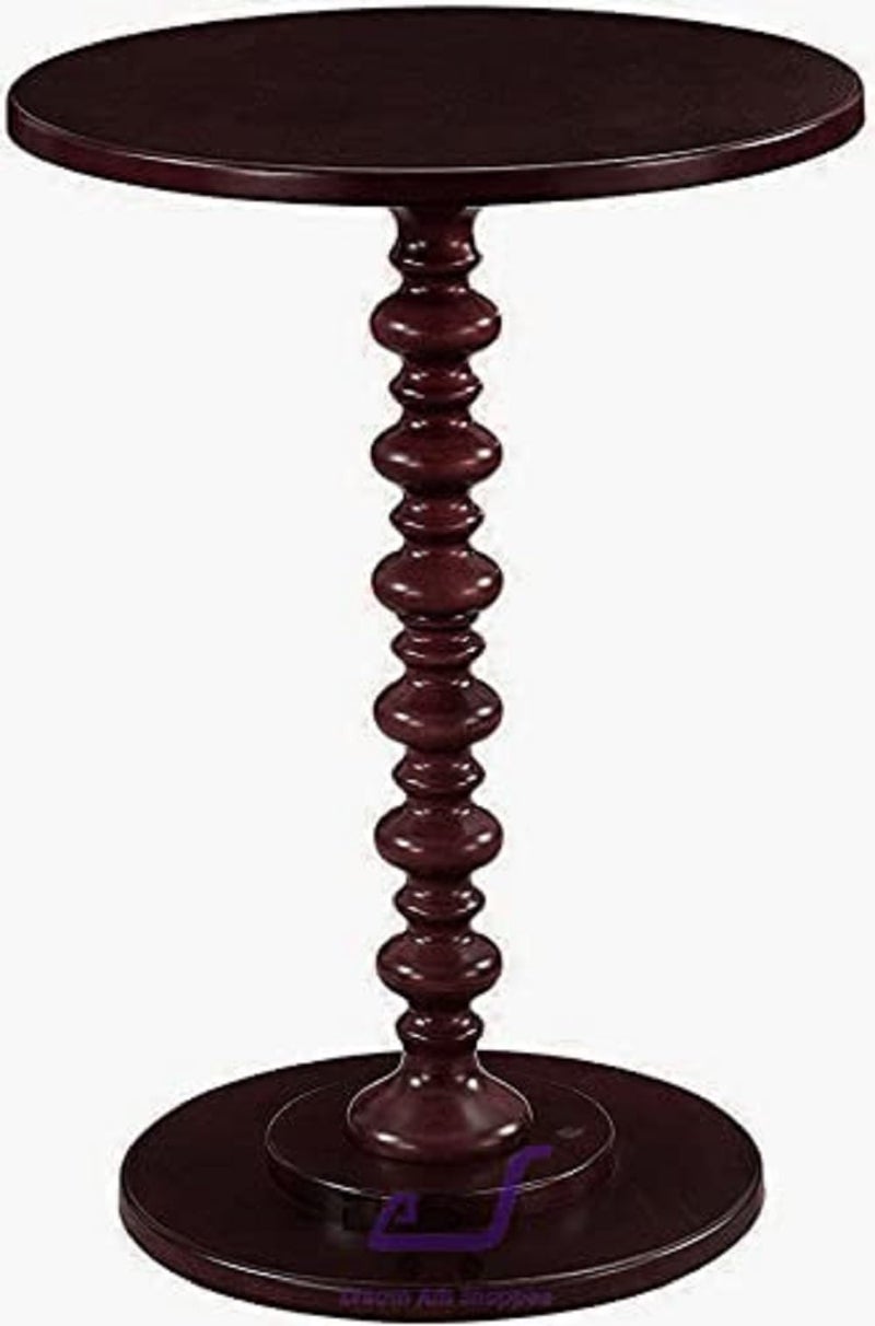 Dream Arts Round Wooden Side Table for Living Room with Pedestal End Table (Brown) - Image 4