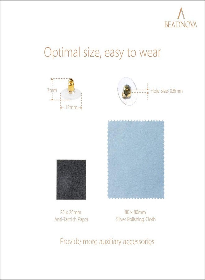 BEADNOVA Earring Backs Replacements Hypoallengeric Gold Plated Pierced Earring Backing Stoppers Safety Bullet Clutch Ear Stud Backs with Pad for Posts (120pcs) - Image 3