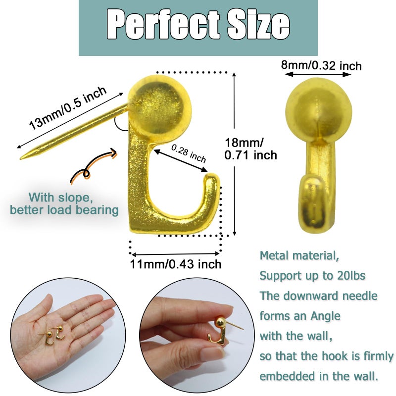 Hoaisun 30 PCS Metal Push Pins Wall Tacks, Thumbtacks for Wall Hangings Decor, Heavy Duty Renter Friendly Decorative Picture Hangers, Small Hook Pins for Fabric Drywall Bulletin Cork Board Office Home - Image 2