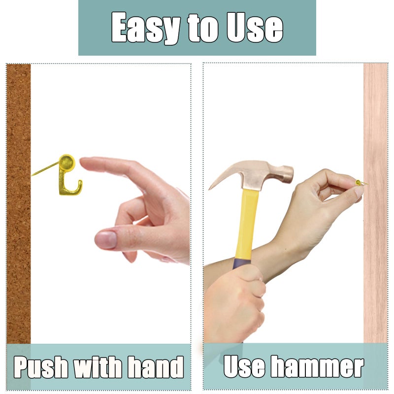 Hoaisun 30 PCS Metal Push Pins Wall Tacks, Thumbtacks for Wall Hangings Decor, Heavy Duty Renter Friendly Decorative Picture Hangers, Small Hook Pins for Fabric Drywall Bulletin Cork Board Office Home - Image 5