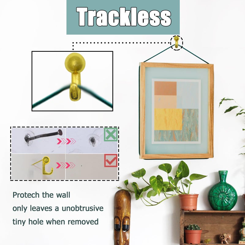 Hoaisun 30 PCS Metal Push Pins Wall Tacks, Thumbtacks for Wall Hangings Decor, Heavy Duty Renter Friendly Decorative Picture Hangers, Small Hook Pins for Fabric Drywall Bulletin Cork Board Office Home - Image 4