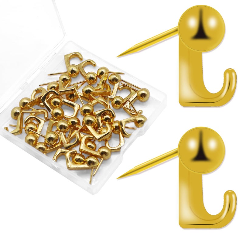 Hoaisun 30 PCS Metal Push Pins Wall Tacks, Thumbtacks for Wall Hangings Decor, Heavy Duty Renter Friendly Decorative Picture Hangers, Small Hook Pins for Fabric Drywall Bulletin Cork Board Office Home - Image 1