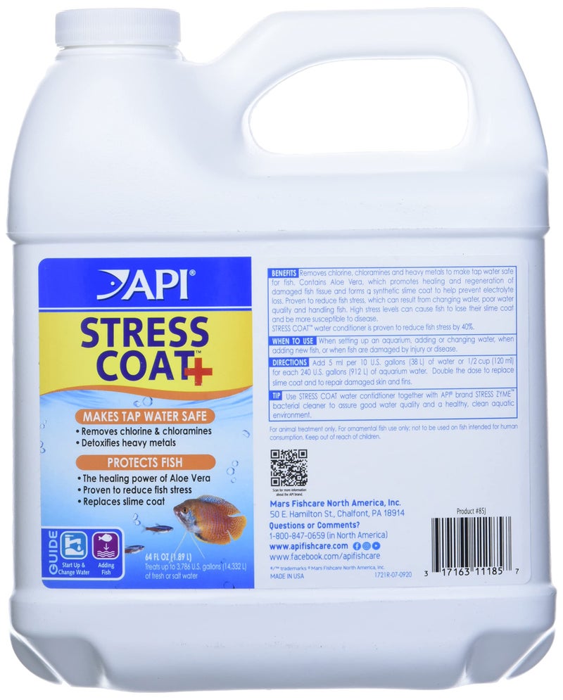 API STRESS COAT Aquarium Water Conditioner 64-Ounce Bottle - Image 1
