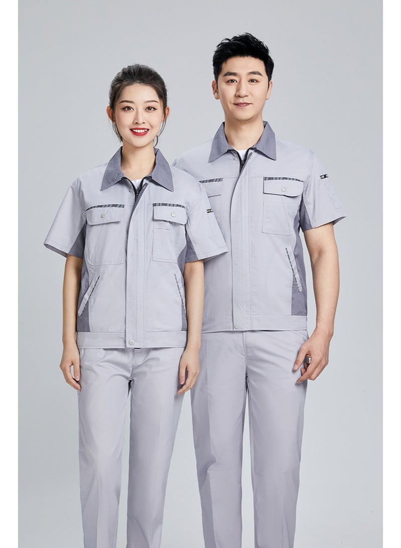 NIBEMINENT Summer Short Sleeve Working Clothes Set Labor Mechanical Workshop Uniforms Auto Repair Factory Engineering Coveralls - Image 1