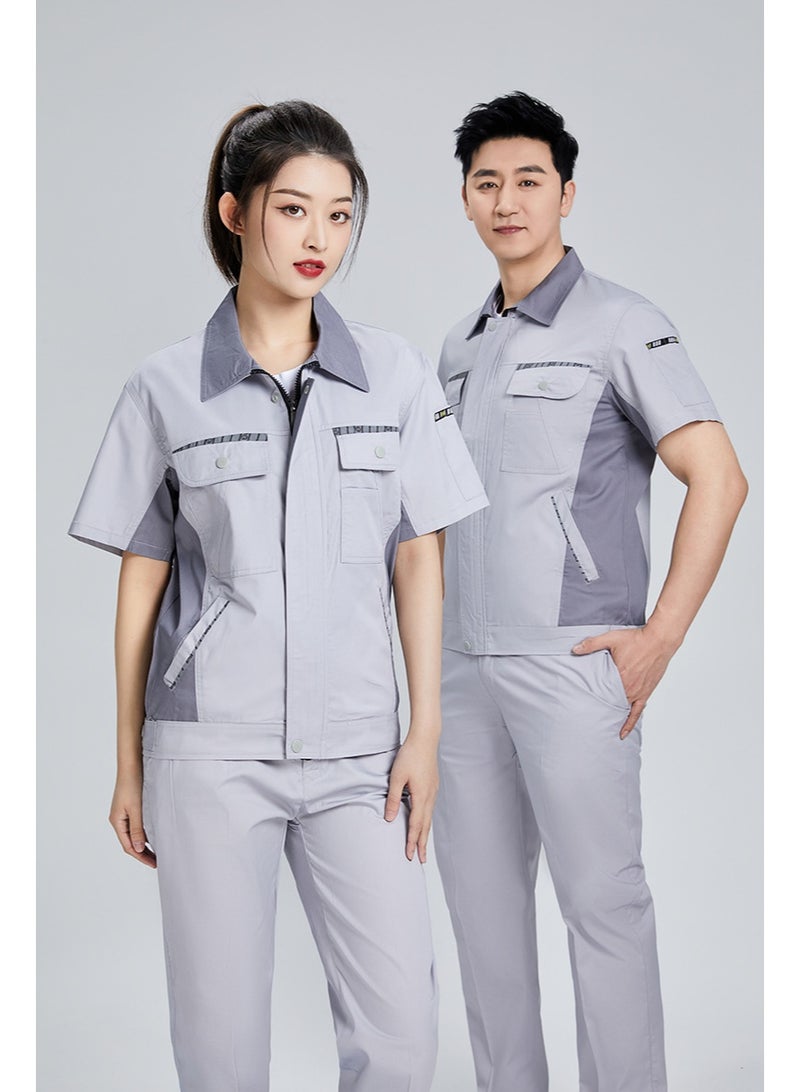 NIBEMINENT Summer Short Sleeve Working Clothes Set Labor Mechanical Workshop Uniforms Auto Repair Factory Engineering Coveralls - Image 2