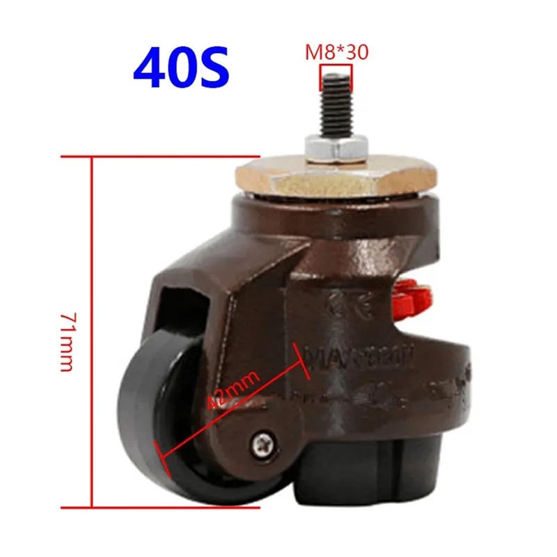 Brown 40S Heavy Duty Caster Wheel 500KG Load Capacity Level Adjustment Flat Support For Vending Machine Industrial Equipment - Image 3