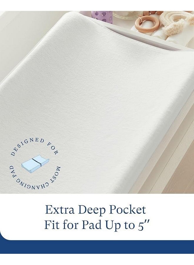 PurComfy Supersoft Diaper Changing Pad Covers, 2-Pack Premium Bamboo Viscose Change Table Pad Covers for Baby Girls and Boys, Hypoallergenic Stretchy Changing Table Cover Sheets - Image 2