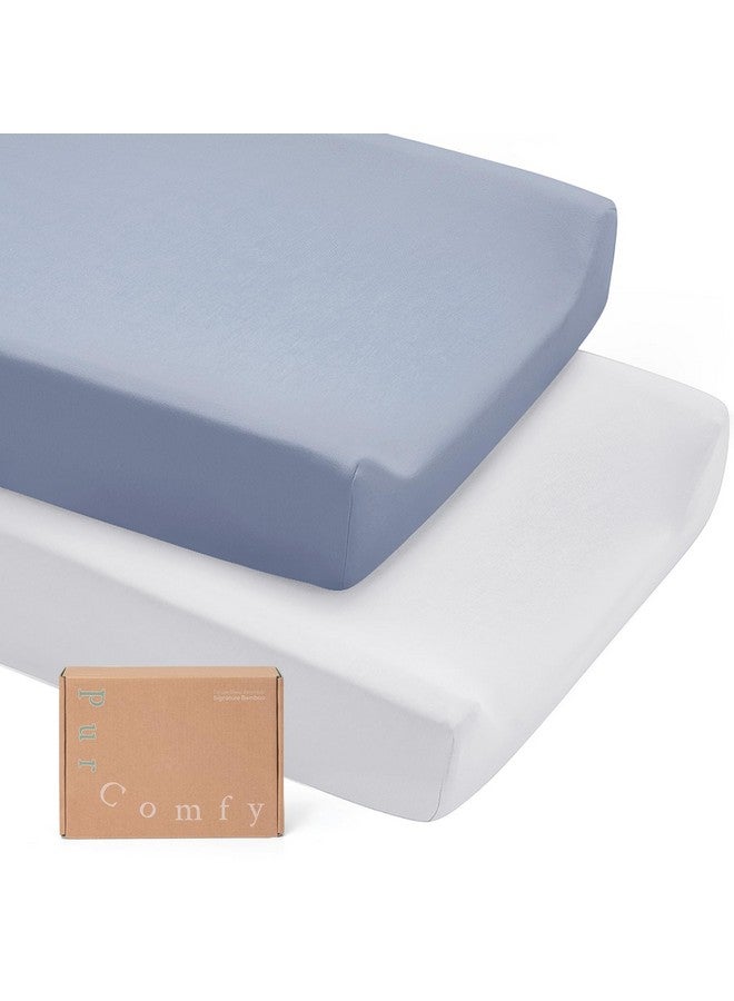 PurComfy Supersoft Diaper Changing Pad Covers, 2-Pack Premium Bamboo Viscose Change Table Pad Covers for Baby Girls and Boys, Hypoallergenic Stretchy Changing Table Cover Sheets - Image 1
