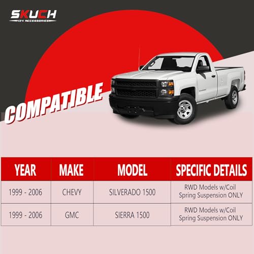 SKUCH 4X4 ACCESSORIES 12pc RWD Front End Upper Control Arm Suspension Kit for 1999-2006 Chevy Silverado GMC Sierra 1500, Upgraded PU Bushings, Lower Ball Joints, Tie Rod Ends, Sway Bar Links & Boots - Image 3