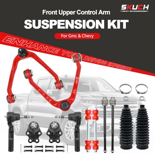 SKUCH 4X4 ACCESSORIES 12pc RWD Front End Upper Control Arm Suspension Kit for 1999-2006 Chevy Silverado GMC Sierra 1500, Upgraded PU Bushings, Lower Ball Joints, Tie Rod Ends, Sway Bar Links & Boots - Image 2