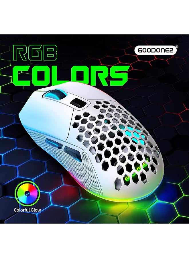 GOODONE2 G28 Dual Mode Wireless Mouse 2.4G + Bt5.1 Usb Computer Mouse With 6 Level Adjustable 4800 Dpi 12 Months Warranty Ergonomic Grips 6 Buttons Portable For Pc Chromebook Mac (Wireless White) - Image 5