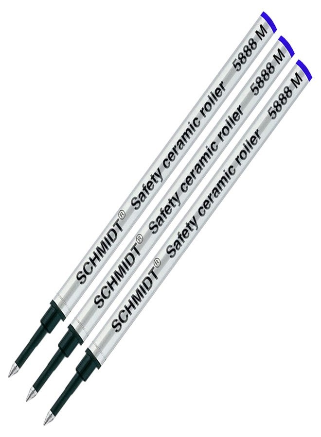 Lanier Pens Schmidt 5888 M Safety Ceramic Rollerball Metal Refill - Blue (Medium Tip 0.7mm) - Pack of 3 - Image 1