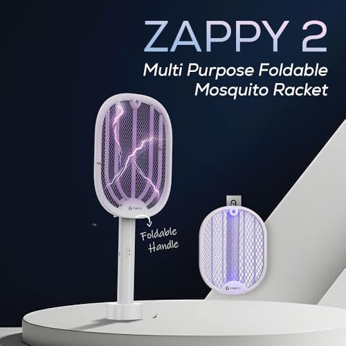Toreto Mosquito Killer Racket, Foldable Mosquito Bat with UV Light, 3500V, 2 in 1 Auto Mosquito Killer with Charging Base Stand, Electric Fly Swatter, Lithium-ion Battery.(Grey) - Image 3