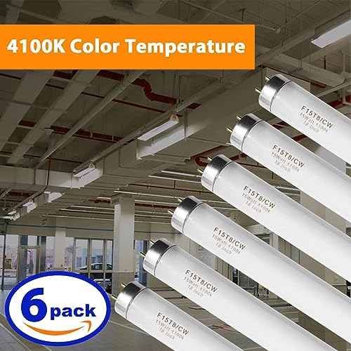 Konideke 18 Inch F15T8/CW T8 15W Fluorescent Light Bulb Cool White, F15T8/SP41 Replacement Bulb for Garage, Office, Kitchen Under-Cabine, G13 Base 6 Count - Image 5