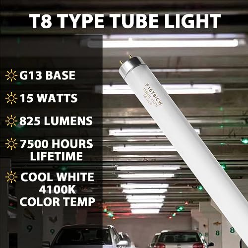 Konideke 18 Inch F15T8/CW T8 15W Fluorescent Light Bulb Cool White, F15T8/SP41 Replacement Bulb for Garage, Office, Kitchen Under-Cabine, G13 Base 6 Count - Image 2