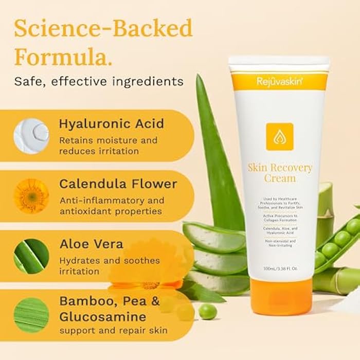 Rejuvaskin Skin Recovery Cream with Aloe Vera, Cooling Moisturizing Cream for Dry, Itchy & Sensitive Skin, 100 ml - Image 2