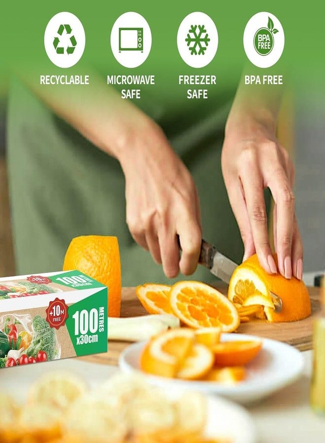ECOOPTS 100% Compostable Plastic Cling Wrap Dispenser With Slide Cutter 12 inch Food Service Cling Film Wrap Roll - 12" x 360 Ft ECO friendly Food Wrap(The Slide Cutter stored in The Inner core of The roll) - Image 4