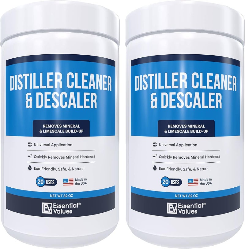 Essential Values Universal Descaler - Espresso Descaling Solution - Coffee Machine Cleaner - Critic Acid Tea Kettle Urn Water Distiller Cleaner - Manufactured in USA - 2 Pack - Image 1