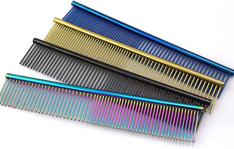 Grtdrm ZoCr Stainless Steel Pet Comb for Dogs Cats, Pet Grooming Comb with Different Spaced Rounded Teeth (Black) - Image 3