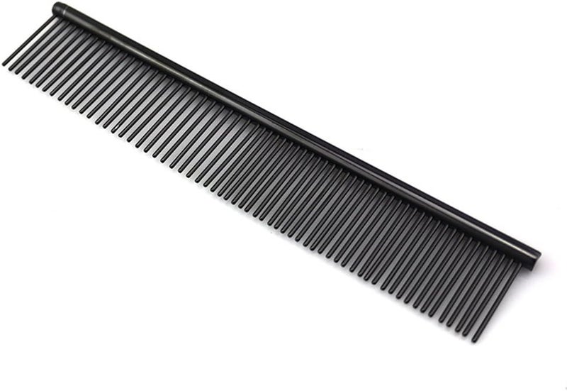 Grtdrm ZoCr Stainless Steel Pet Comb for Dogs Cats, Pet Grooming Comb with Different Spaced Rounded Teeth (Black) - Image 1