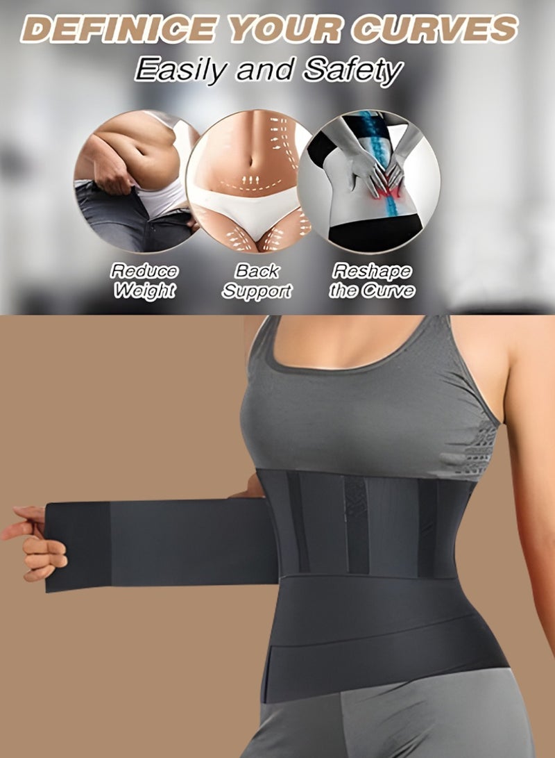 DPTER Waist Trainer Belt for Women Black Body Shaping Slimming Wrap Lower Belly Exercise Fitness Workout Support for Daily Use - Image 4