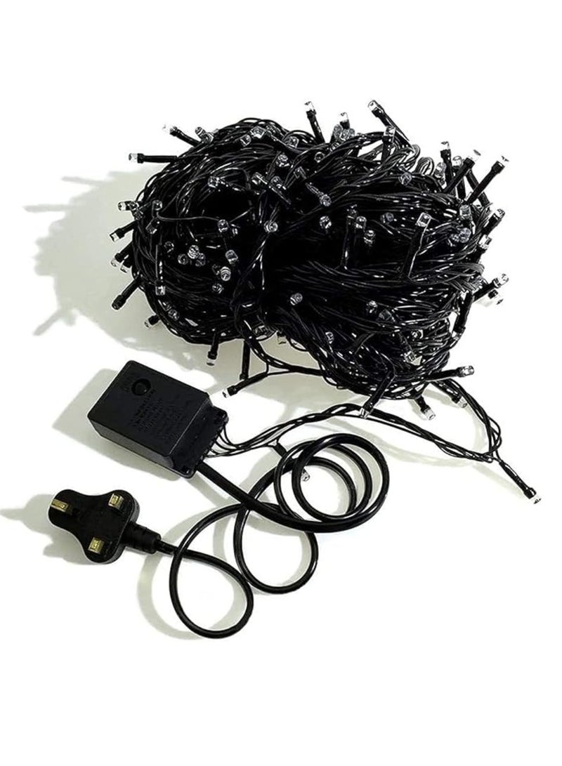 يوويل 100 متر 480 سلسلة أضواء LED أضواء الديكور ضوء أبيض دافئ 8 أوضاع LED ضوء سلك أسود لديكورات المنزل أضواء رمضان ديكور داخلي وخارجي ديكور رمضان ضوء ديوالي أضواء الستار مع 3 دبوس المملكة المتحدة التوصيل - Image 5