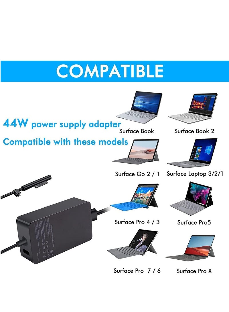 ماكس باور شاحن Surface، محول تيار متردد 44 وات 15 فولت 2.58 أمبير لشاحن Microsoft Surface Pro 3/4/5/6/7، Surface Laptop 3/2/1، Surface Go/Book، مع سلك طاقة بطول 6 أقدام - Image 3