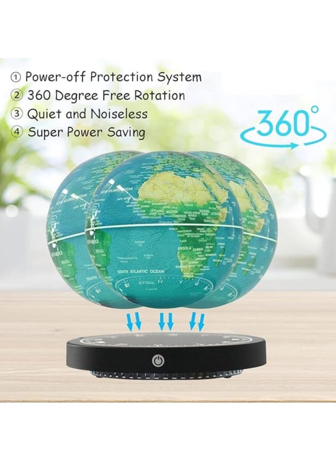 FIPKA - Magnetic Floating Globe 6 Inch,Gravity Floating Rotating Multi-Colour Earth Globe with Clock Base Touch Switch for Home Office Desk Decoration - Image 1