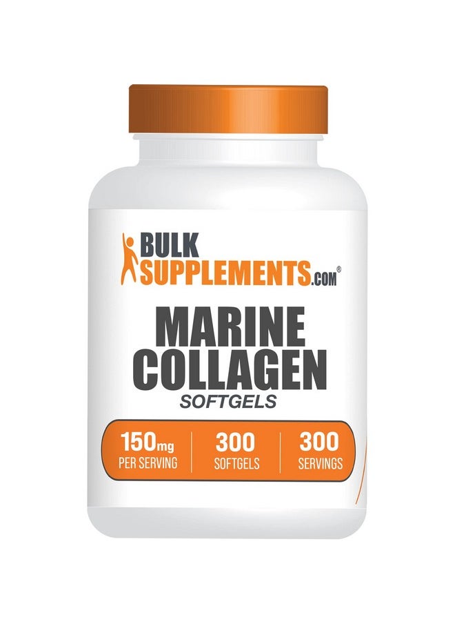 بالك سابلمنتس - كبسولات الكولاجين البحرية الناعمة من BulkSupplements.com - مكمل الكولاجين، حبوب الكولاجين من الأسماك، حبوب ببتيدات الكولاجين البحرية - خالية من الجلوتين، كبسولة هلامية واحدة لكل وجبة (150 مجم)، 300 كبسولة هلامية - Image 1