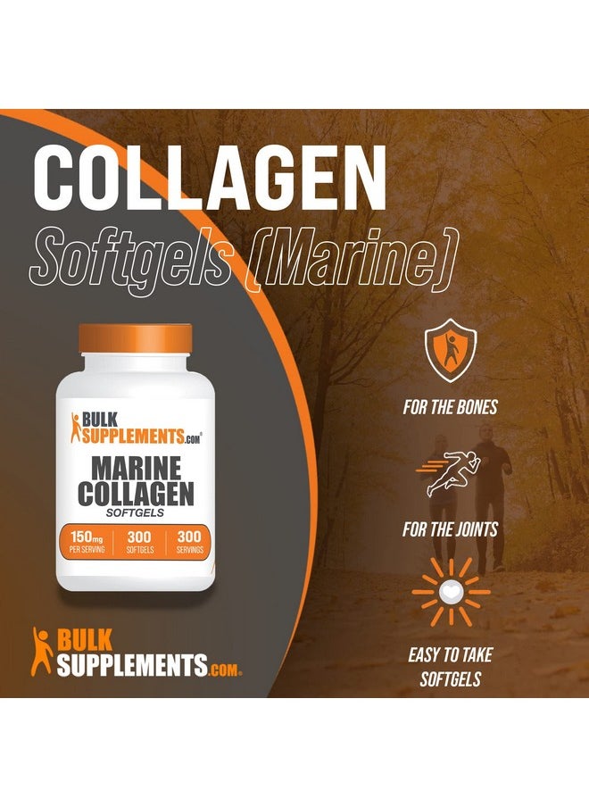 بالك سابلمنتس - كبسولات الكولاجين البحرية الناعمة من BulkSupplements.com - مكمل الكولاجين، حبوب الكولاجين من الأسماك، حبوب ببتيدات الكولاجين البحرية - خالية من الجلوتين، كبسولة هلامية واحدة لكل وجبة (150 مجم)، 300 كبسولة هلامية - Image 1