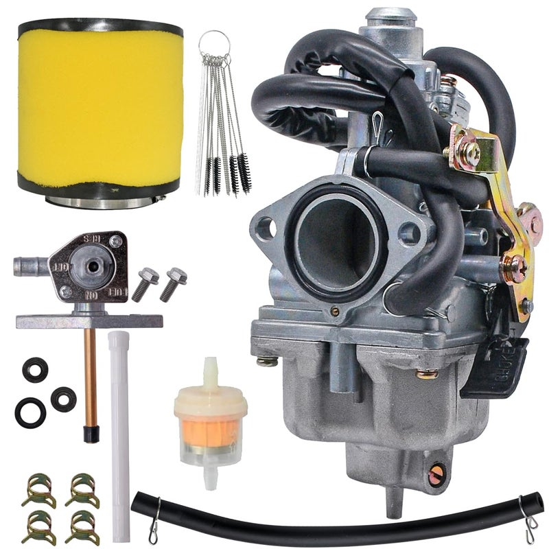 JDLLONG Recon 250 Carburetor Fit for Honda TRX 250 Recon250 TRX250TM TRX250TE ATV Carb with Air Filter and Fuel Petcock