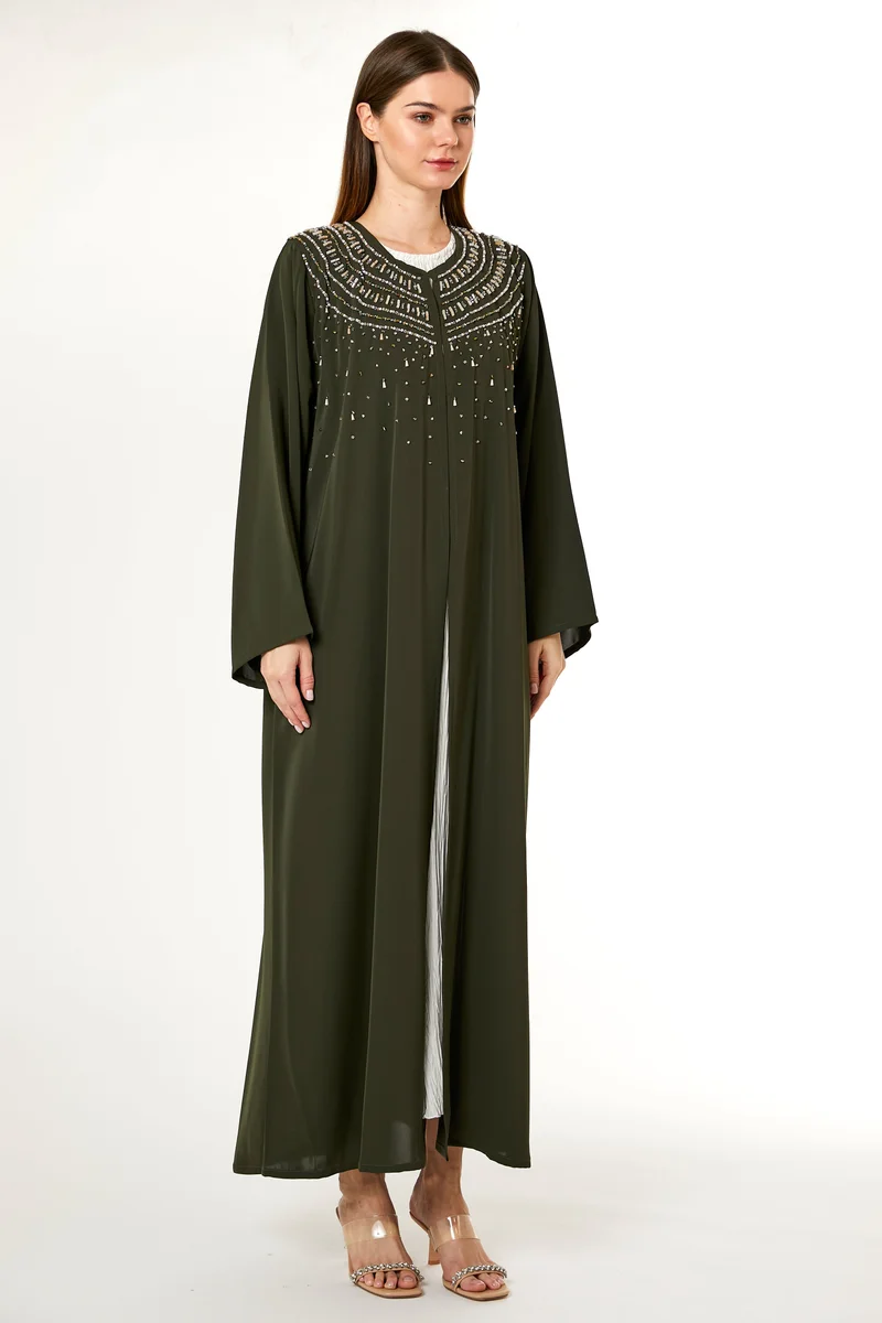 Moistreet Embellished Flared Sleeve Abaya